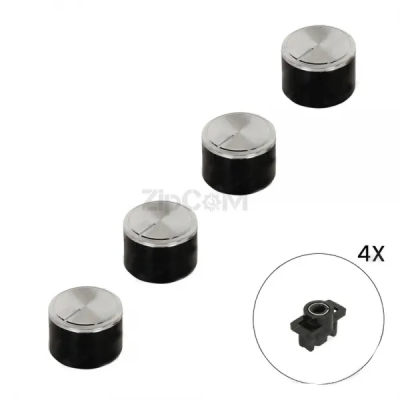 Комплект ручек (4шт) варочной поверхности с хромированной каймой. Черные. Универсальные